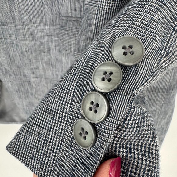 Lauren Ralph Lauren Linen Glen Plaid Blazer 44R Classic Navy Check - Picture 14 of 15